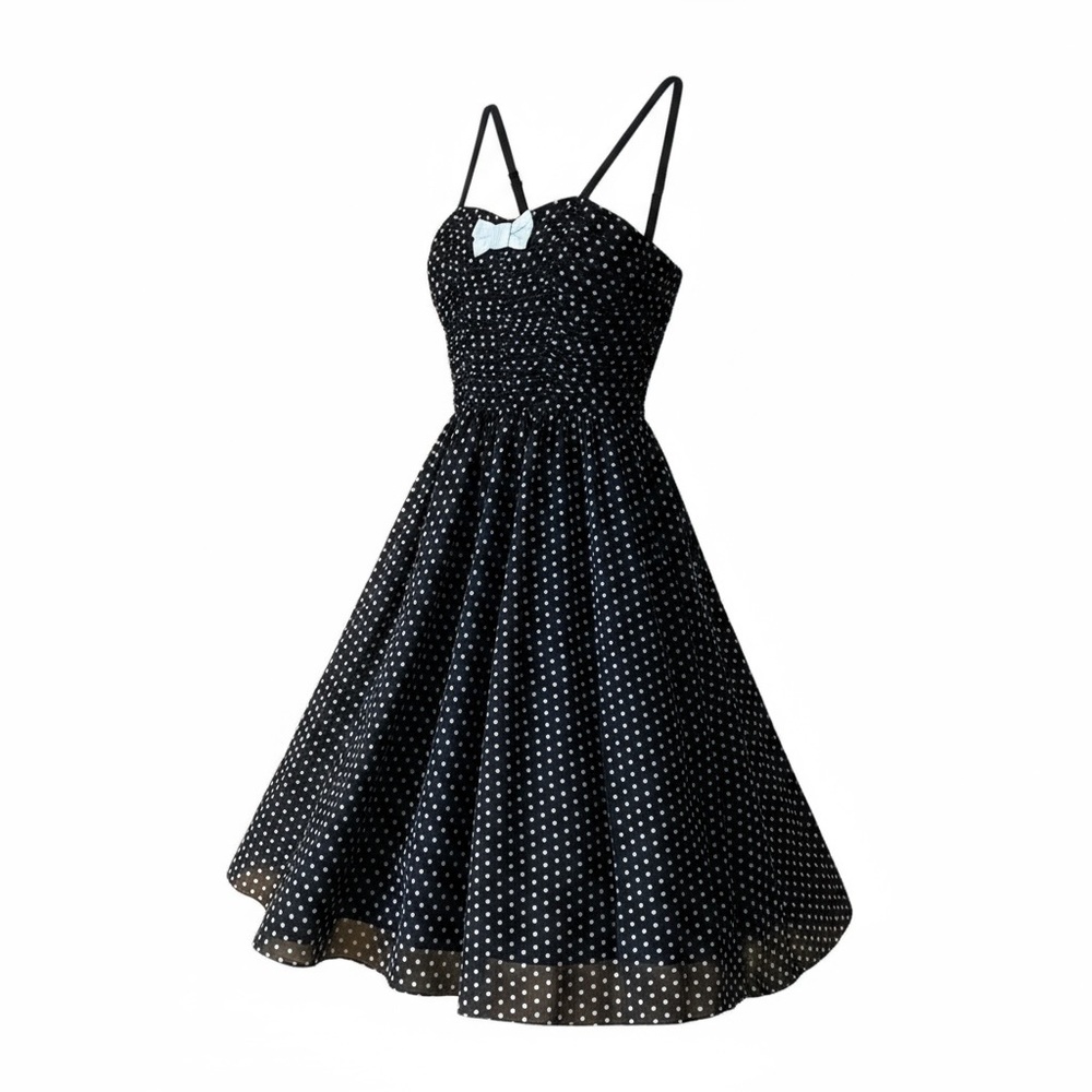 Rocksteady Black and White Polka Dot Swing Dress Size S